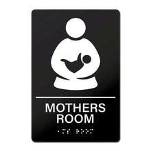 Load image into Gallery viewer, Bulk Case of 100 Sets - Mother's Room Sign with Braille, Self-Adhesive Plastic for Nursing Lactation Breastfeeding Room, 6" x 9", Black/White, ABS Plastic