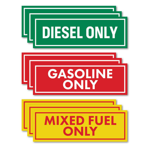 Bulk Case of 200 Sets - Sutter Signs 9pc Diesel Only/Gasoline Only/Mixed Fuel Only Stickers for Fuel Tank | Weatherproof Adhesive Decals for Trucks, Tractors, Fuel Cans, Gas Caps
