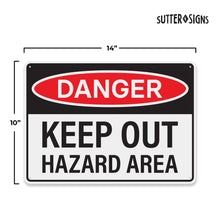 Load image into Gallery viewer, Bulk Case of 67 Sets - 4pcs Danger Keep Out Hazard Area Sign 14x10 inch | Plastic Sign for Construction Site, Hazard Area, No Trespassing, Waterproof Plastic