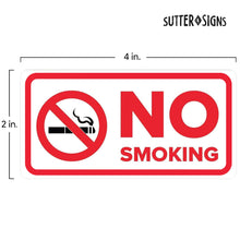 Load image into Gallery viewer, Bulk Case of 250 Sets - 6pk No Smoking Stickers Indoor Outdoor No Smoking Sign Decals for Home, Business Car Weatherproof Vinyl, 4" x 2"