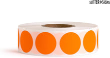 Load image into Gallery viewer, Bulk Case of 50 Sets - 2000pcs Neon Orange Dot Sticker Label Roll, 3/4" Diameter Labels, 1000/roll (Pack of 2)