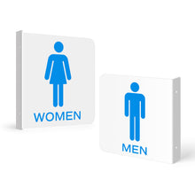 Load image into Gallery viewer, Bulk Case of 50 Sets - 2pcs Men&#39;s &amp; Women&#39;s Restroom Projecting Signs | Double Sided Wall Mount Signs, 6&quot; x 6&quot;