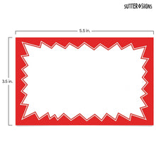 Load image into Gallery viewer, Bulk Case of 100 Sets - Sale Signs for Retail Stores 50pcs, 3.5" x 5.5", Red Starburst Paper Card Price Tags for Yard Sale, Garage Sale
