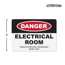 Load image into Gallery viewer, Bulk Case of 50 Sets - Danger Electrical Room Aluminum Sign, 10x7, Rust-free Aluminum Sign with Pre-drilled Mounting Holes by Sutter Signs