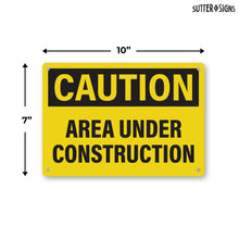 Load image into Gallery viewer, Bulk Case of 125 Sets - 4pcs Caution Area Under Construction Sign 10x7 Inch | Plastic Sign for Construction Site, Hazard Area, No Trespassing, Waterproof Plastic