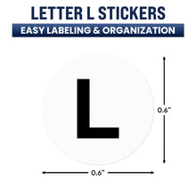 Load image into Gallery viewer, Bulk Case of 250 Rolls - 500pcs Letter L Stickers, 0.6" Letter Sticker Dot Labels for Organization Inventory, 500/roll