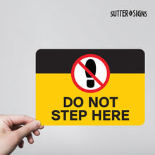 Load image into Gallery viewer, Bulk Case of 200 Sets - 4pk Do Not Step Here Stickers | Self Adhesive Vinyl Safety Stickers for Pools, Boats, Industrial Workplaces, 10&quot; x 7&quot;