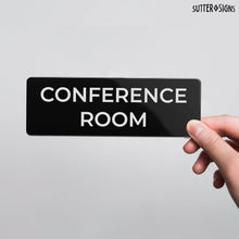 Load image into Gallery viewer, Bulk Case of 250 Signs - Conference Room Sign, Durable ABS Plastic with Full Adhesive Backing, Sign for Door or Wall, 2x6"