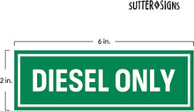 Load image into Gallery viewer, Bulk Case of 250 Sets - Sutter Signs 6pc Diesel Only &amp; Gasoline Only Stickers for Fuel Tank | Weatherproof Adhesive Decals for Trucks, Tractors, Fuel Cans, Gas Caps