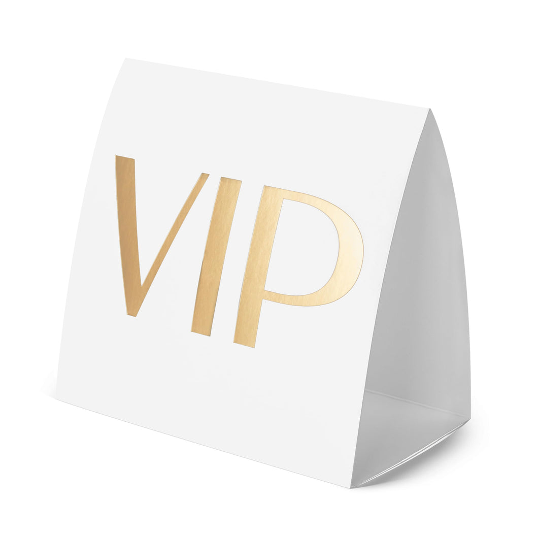 Bulk Case of 100 Sets - VIP Table Sign 10 Pack | Reserved Table Tent Night Club Signs for Bottle Service, Parties, Events (White)