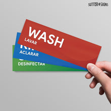 Load image into Gallery viewer, Bulk Case of 250 Sets - Wash Rinse and Sanitize Sink Labels (1 of Each)