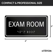 Load image into Gallery viewer, Bulk Case of 100 Sets - Exam Room Sign with Braille, Self-Adhesive Plastic Examination Room Sign for Medical Office, 6" x 3", Black/White, ABS Plastic