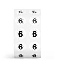 Load image into Gallery viewer, Bulk Case of 125 Sets - 1000pcs Number 6 Stickers, 0.5" Number Six Sticker Dot Labels for Organization, Inventory, 1000/roll