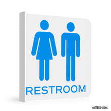 Load image into Gallery viewer, Bulk Case of 100 Sets - Unisex Restroom Sign | 6&quot; x 6&quot; Double Sided Wall Mounted Projecting Sign