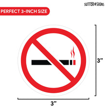 Load image into Gallery viewer, Bulk Case of 250 Sets - 6pcs No Smoking Sign Stickers, 3" Circle No Smoking Sticker for Home, Business, Vehicles