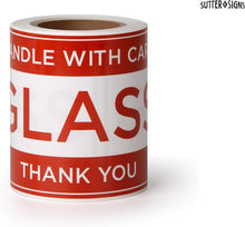 Load image into Gallery viewer, Bulk Case of 50 Sets - 100pcs Handle With Care Glass Shipping Stickers, 3" x 5" Fragile Shipping Warning Labels
