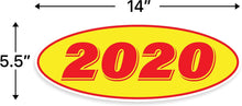 Load image into Gallery viewer, Bulk Case of 63 Sets - 2020 Car Model Year Windshield Stickers | 14&quot; x 5.5&quot; Oval Stickers for Car Dealerships, Vehicle Windshields (Pack of 12)