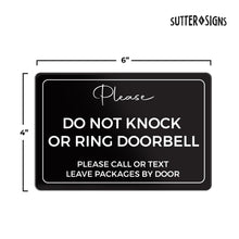 Load image into Gallery viewer, Bulk Case of 100 Signs - Do Not Knock or Ring Doorbell Sign - 4x6" Adhesive Plastic
