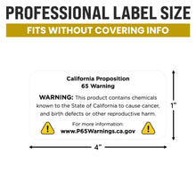 Load image into Gallery viewer, Bulk Case of 50 Rolls - 500pcs Prop 65 Warning Stickers, 1" x 2" Perforated Safety Labels for Shipping Receiving Prop 65 California Warning Labels