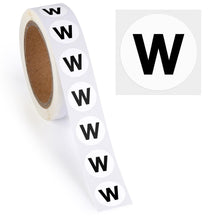 Load image into Gallery viewer, Bulk Case of 250 Rolls - 500pcs Letter W Stickers, 0.6" Letter Sticker Dot Labels for Organization Inventory, 500/roll