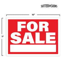 Load image into Gallery viewer, Bulk Case of 200 Sets - For Sale Signs for Vehicles Sticker 2pcs | Self Stick On For Sale Sign for Car Window, Business, Owner | Outdoor Weatherproof Vinyl Sticker Signs, 10&quot; x 7&quot;