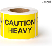 Load image into Gallery viewer, Bulk Case of 100 Rolls - 300pcs Caution Heavy Stickers, 2" x 3" Shipping Label Safety Stickers