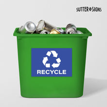 Load image into Gallery viewer, Bulk Case of 100 Sets - 4pc Recycle Stickers + 4pc Trash Stickers | Weatherproof Vinyl Sticker Recycling Signs for Trash Bins, 7" x 10"