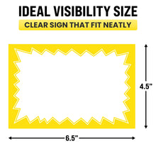 Load image into Gallery viewer, Bulk Case of 60 Sets - Sale Signs for Retail Stores for Yard Sale, Garage Sale 50pcs, 4.5" x 6.5", Yellow Starburst Paper Card Price Tags for Yard Sale, Garage Sale