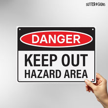 Load image into Gallery viewer, Bulk Case of 63 Signs - Danger Keep Out Hazard Area Sign 14x10 inch | Aluminum Sign for Construction Site, Hazard Area, No Trespassing, Aluminum Sign with Mounting Holes