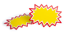 Load image into Gallery viewer, Bulk Case of 50 Sets - Starburst Signs with Stickers 20 ct | Sale Price Tags for Garage Sale, Estate Sale, Yard Sale, Retail Supplies. 20pcs Price Sign Cards &amp; 40pcs Strong Sticker Dots. 8x12 inch (Yellow)
