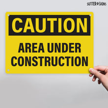 Load image into Gallery viewer, Bulk Case of 125 Sets - 4pcs Caution Area Under Construction Sign 10x7 Inch | Plastic Sign for Construction Site, Hazard Area, No Trespassing, Waterproof Plastic