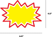 Load image into Gallery viewer, Bulk Case of 96 Sets - Starburst Price Tags with Stickers 100pcs | Yellow Sale Signs for Retail Store, Clearance Promo, Garage Sale, Yard Sale. 50pcs Thick Cards &amp; 50pcs Strong Adhesive Dots. 4x6 inch (Yellow)