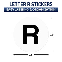 Load image into Gallery viewer, Bulk Case of 250 Rolls - 500pcs Letter R Stickers, 0.6" Letter Sticker Dot Labels for Organization Inventory, 500/roll