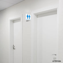 Load image into Gallery viewer, Bulk Case of 100 Sets - Unisex Restroom Sign | 6" x 6" Double Sided Wall Mounted Projecting Sign