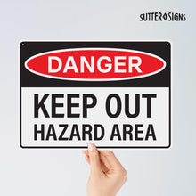 Load image into Gallery viewer, Bulk Case of 67 Sets - 4pcs Danger Keep Out Hazard Area Sign 14x10 inch | Plastic Sign for Construction Site, Hazard Area, No Trespassing, Waterproof Plastic