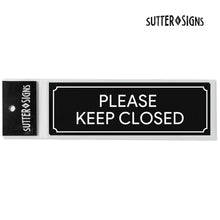 Load image into Gallery viewer, Bulk Case of 200 Sets - Please Keep Closed Stickers 2pk, Keep Door Closed Sign for Gate, Garage, Bathroom, Fire Door, Work. Weatherproof Vinyl Decals, 8.5" x 2.75"