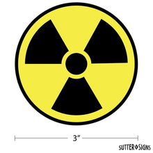 Load image into Gallery viewer, Bulk Case of 250 Sets - Nuclear Radiation Warning Symbol Stickers - Individually Die-Cut - 3-Inch Diameter (Pack of 4 Decals)