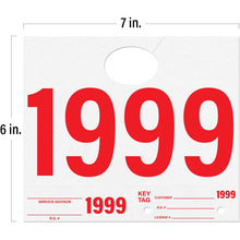 Load image into Gallery viewer, Bulk Case of 3 Sets - Car Service Tags 1000-1999 | Service Dispatch Numbers Auto Dealer Vehicle Repair Mirror Hang Tags with Numbered Key Tags, 1000 Ct