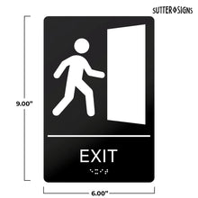 Load image into Gallery viewer, Bulk Case of 100 Signs - Exit Sign with Braille 9x6", ABS Plastic Exit Route Sign &amp; Self Adhesive Business Evacuation Plaque