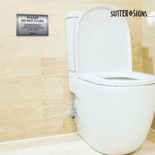 Load image into Gallery viewer, Bulk Case of 100 Sets - 4pcs Please Do Not Flush Feminine Products Sign, Durable ABS Plastic, Full Adhesive Backing, 4"x6" (Pack of 4)