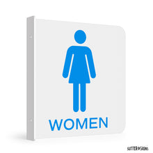 Load image into Gallery viewer, Bulk Case of 100 Sets - Women&#39;s Restroom Sign | 6&quot; x 6&quot; Double Sided Wall Mounted Projecting Sign