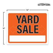 Load image into Gallery viewer, Bulk Case of 50 Sets - Yard Sale Signs 4 Pack Weatherproof Plastic Sign Yard Sale Supplies with Fill In Direction Arrows and Address Write In Area, 14" x 11"