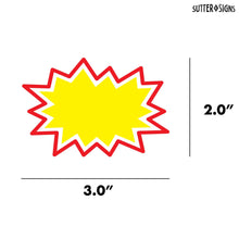 Load image into Gallery viewer, Bulk Case of 150 Sets - Starburst Signs with Stickers 200pcs | 100pcs Sign Cards &amp; 100pcs Sticker Dots. 2x3 inch (Yellow)