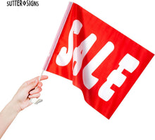 Load image into Gallery viewer, Bulk Case of 16 Sets - Sutter Signs Car Window Sale Flags for Dealerships, 12x16 Inch Red Sale Clip On Window Flags (Pack of 12)