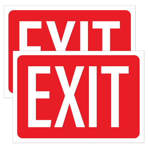 Bulk Case of 250 Sets - 2pcs Exit Sign Stickers for Business | Weatherproof Vinyl Self Adhesive Sticker for Door, 10