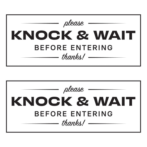 Bulk Case of 250 Sets - 2pk Please Knock & Wait Before Entering Door Sign Decals, 5