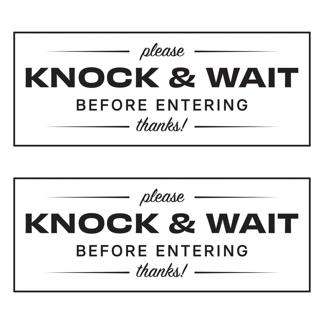 Bulk Case of 250 Sets - 2pk Please Knock & Wait Before Entering Door Sign Decals, 5