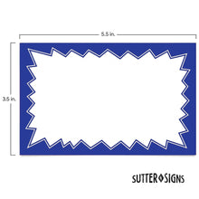 Load image into Gallery viewer, Bulk Case of 100 Sets - Sale Signs for Retail Stores 50pcs, 3.5" x 5.5" | Blue Starburst Paper Card Price Tags for Yard Sale, Garage Sale