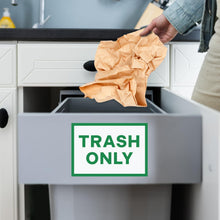 Load image into Gallery viewer, Bulk Case of 100 Sets - 4pc Recycle Stickers + 4pc Trash Stickers | Weatherproof Vinyl Sticker Recycling Signs for Trash Bins, 7" x 10"