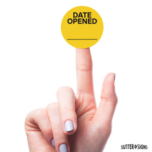 Load image into Gallery viewer, Bulk Case of 100 Sets - 500pcs Date Opened Stickers, Medication Safety Label, Food Date Label Roll, 1.25" Diameter